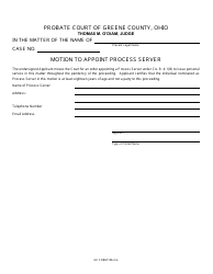 Document preview: GC Form 106.2-G Motion to Appoint Process Server - Name Change/Name Conformity - Greene County, Ohio