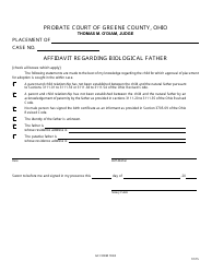 Document preview: GC Form 103.8 Affidavit Regarding Biological Father - Greene County, Ohio