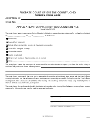 Document preview: GC Form 53.3-A Application to Appear by Videoconference - Adoption - Greene County, Ohio