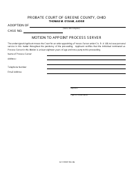 Document preview: GC Form 106.2-G Motion to Appoint Process Server - Adoption - Greene County, Ohio