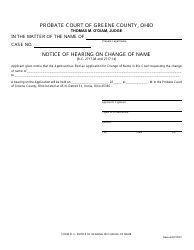 Document preview: Form 21.5 Notice of Hearing on Change of Name - Greene County, Ohio