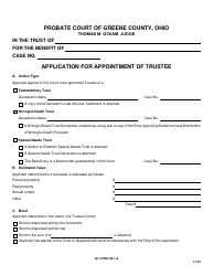 Document preview: GC Form 105.1-A Application for Appointment of Trustee - Greene County, Ohio