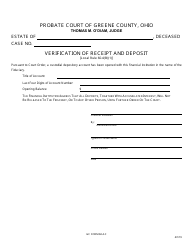 Document preview: GC Form 60.4-C Verification of Receipt and Deposit - Estate Administration - Greene County, Ohio