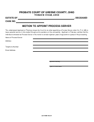 Document preview: GC Form 106.2-F Motion to Appoint Process Server - Greene County, Ohio