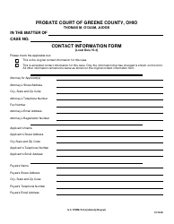 Document preview: GC Form 75.3-A Contact Information Form - Greene County, Ohio