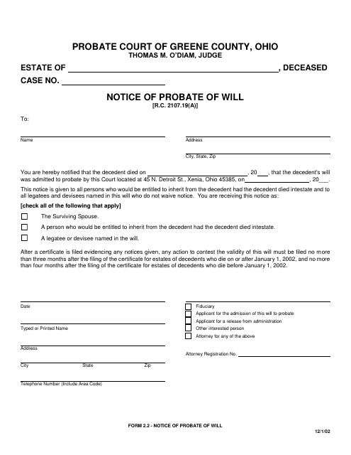 Form 2.2  Printable Pdf