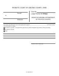 Document preview: GC Form 106.2-H Order Regarding Appointment of Process Server - Civil/Miscellaneous - Greene County, Ohio