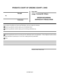Document preview: GC Form 106.2-F Order Regarding Service by Publication - Greene County, Ohio
