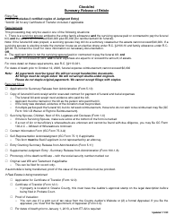 Document preview: Checklist - Summary Release of Estate - Greene County, Ohio
