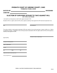 Document preview: Form 8.2 Election of Surviving Spouse to Take Against Will - Greene County, Ohio
