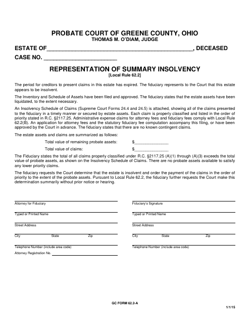 GC Form 62.2-A  Printable Pdf