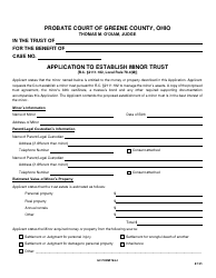 Document preview: GC Form 78.4-I Application to Establish Minor Trust - Greene County, Ohio