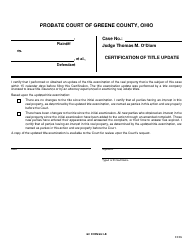 Document preview: GC Form 65.1-B Certification of Title Update - Greene County, Ohio