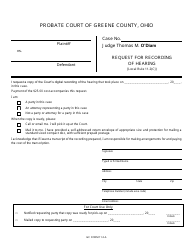 Document preview: GC Form 11.2-A Request for Recording of Hearing - Civil/Miscellaneous - Greene County, Ohio