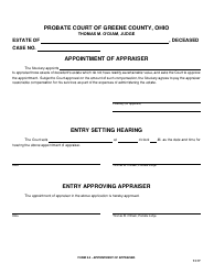 Document preview: Form 3.0 Appointment of Appraiser - Greene County, Ohio