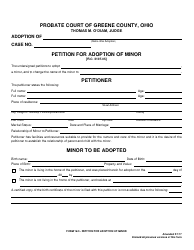 Document preview: Form 18.0 Petition for Adoption of Minor - Greene County, Ohio