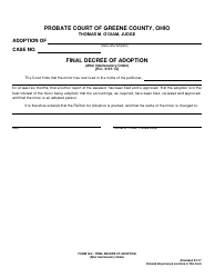 Document preview: Form 18.6 Final Decree of Adoption - Greene County, Ohio