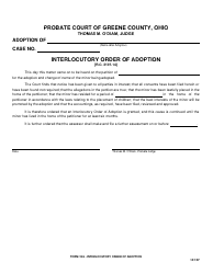 Document preview: Form 18.5 Interlocutory Order of Adoption - Greene County, Ohio