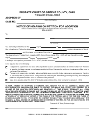 Document preview: Form 18.2 Notice of Hearing on Petition for Adoption - Greene County, Ohio