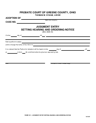 Document preview: Form 18.1 Judgment Entry Setting Hearing and Ordering Notice - Greene County, Ohio