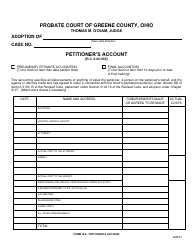 Form 18.9 Petitioner&#039;s Account - Greene County, Ohio