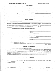 Document preview: Form L-1F-1 Notice of Appeal to Appellate Court - Luzerne County, Pennsylvania