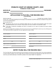 Document preview: GC Form 59.3-A Application to File Will for Record Only - Greene County, Ohio
