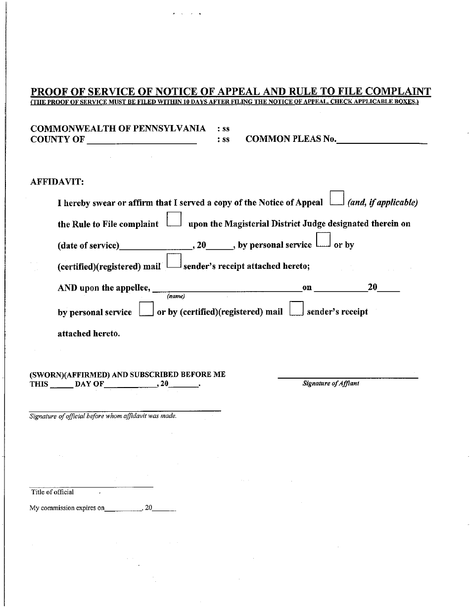 Form AOPC312-05 Notice of Appeal From Magistrate District Judge Judgment - Luzerne County, Pennsylvania, Page 2