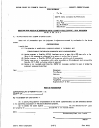 Document preview: Form Q-6F-2 Praecipe for Writ of Possession Upon a Confessed Judgment - Real Property - Luzerne County, Pennsylvania