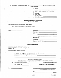 Document preview: Form F-2F-1 Praecipe for Writ of Possession - Luzerne County, Pennsylvania