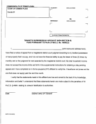 Document preview: Form AOPC312-08 (B) Tenant's Supersedeas Affidavit (Non-section 8) - Luzerne County, Pennsylvania