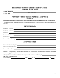 Form 19.2 Petition to Recognize Foreign Adoption - Greene County, Ohio