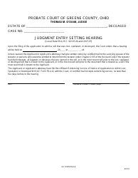 Document preview: GC Form 59.4-E Judgment Entry Setting Hearing - Greene County, Ohio