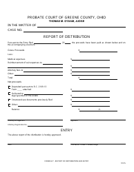 Document preview: Form 22.7 Report of Distribution - Greene County, Ohio