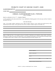 Document preview: Form 27.7 Annual Guardianship Plan - Person - Greene County, Ohio