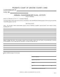 Document preview: Form 27.8 Annual Guardianship Plan - Estate - Greene County, Ohio