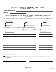 Document preview: GC Form 66.1-E Application for Authority to Sell Assets of a Ward - Greene County, Ohio