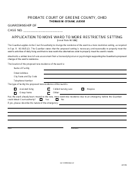 GC Form 66.3-F Application to Move Ward to More Restrictive Setting - Greene County, Ohio