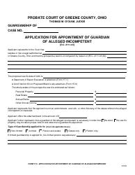 Document preview: Form 17.0 Application for Appointment of Guardian of Alleged Incompetent - Greene County, Ohio