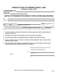 Document preview: Form 17.3 Notice to Prospective Ward of Application and Hearing - Greene County, Ohio