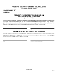 Document preview: GC Form 66.5-A Request for Expedited Hearing on Appointment of Guardian - Greene County, Ohio