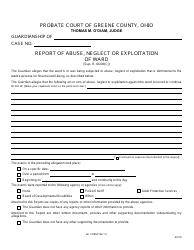 Document preview: GC Form 104.1-C Report of Abuse, Neglect or Exploitation of Ward - Greene County, Ohio