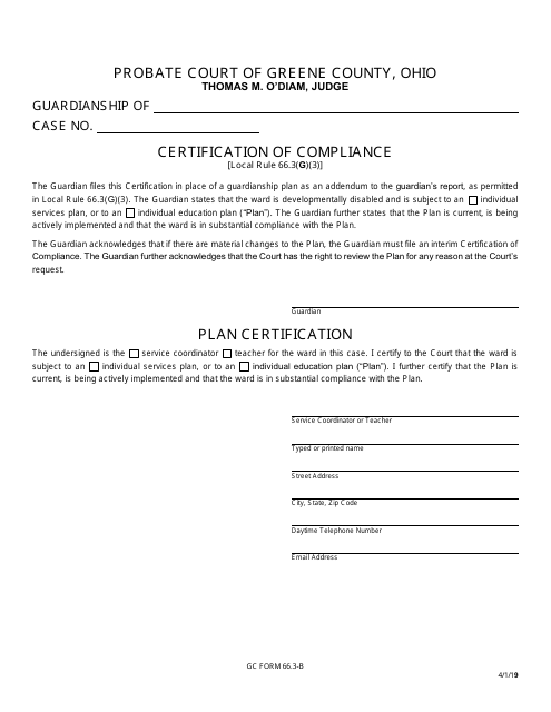 GC Form 66.3-B Certification of Compliance - Greene County, Ohio