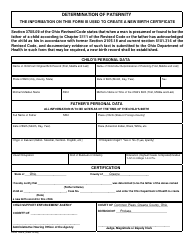 Form HEA3029 Determination of Paternity - Greene County, Ohio