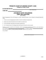 Document preview: GC Form 107.3 Judgment Entry Regarding Joint Declaration - Greene County, Ohio