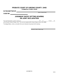 Document preview: GC Form 107.2 Judgment Entry Setting Hearing on Joint Declaration - Greene County, Ohio