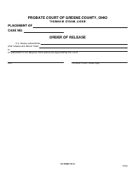 Document preview: GC Form 103.12 Order of Release - Greene County, Ohio