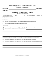 Document preview: Form 24.6 Judgment Entry of Insolvency - Greene County, Ohio