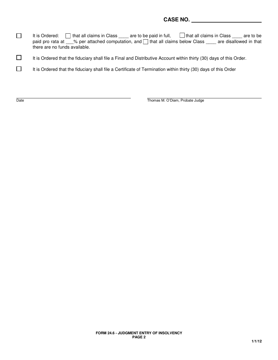 Form 24.6 Judgment Entry of Insolvency - Greene County, Ohio, Page 2