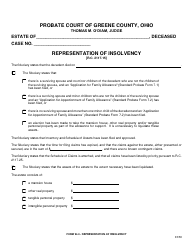 Form 24.0 Representation of Insolvency - Greene County, Ohio